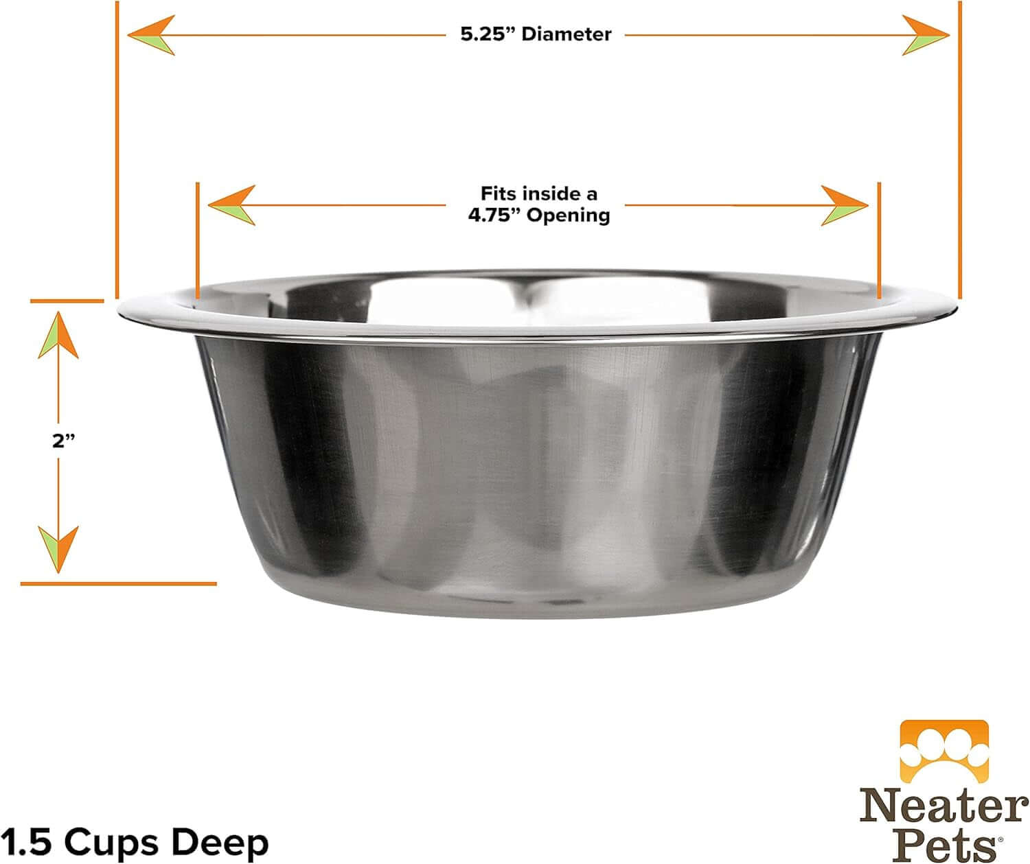 1.5 Cup 12 Oz. Stainless Steel Dog Bowls