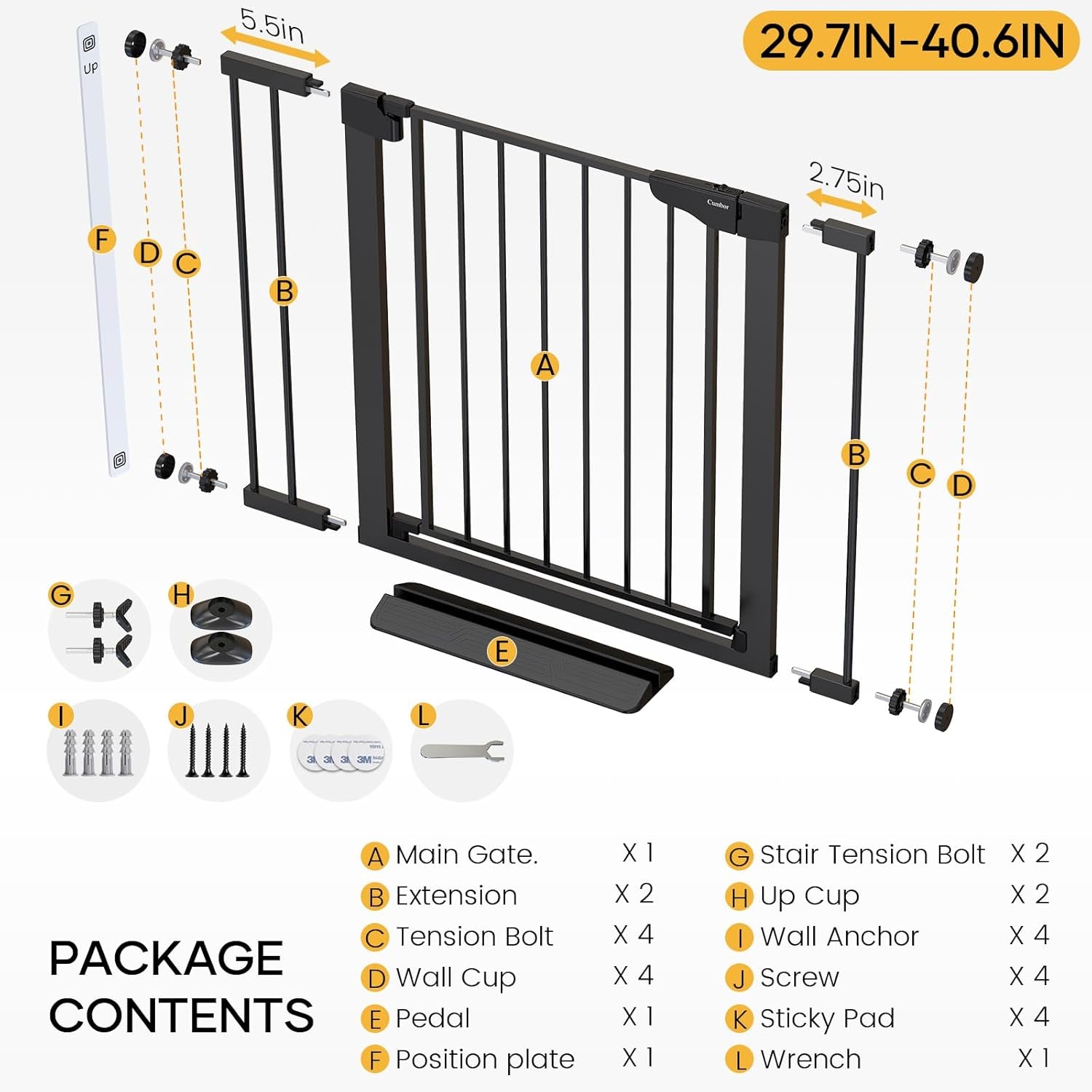 29.7-40.6" Baby Gate for Stairs, Mom&