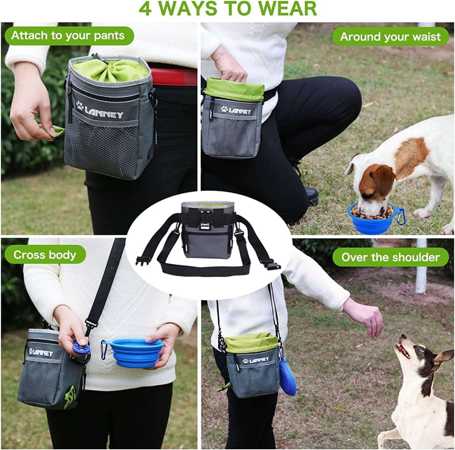 Dog Treat Pouch - 3 Ways to Wear Dog Treat Bag