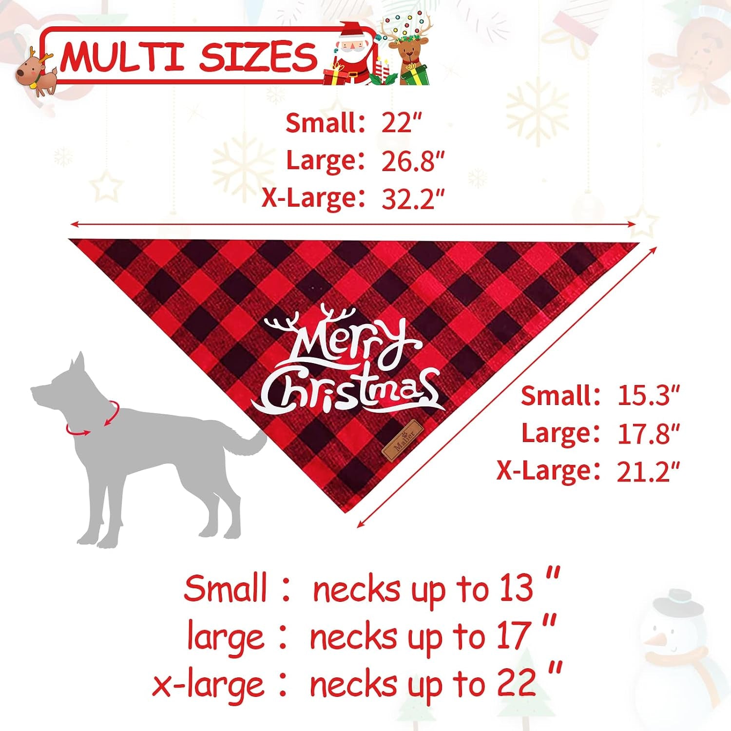 2 Pack Christmas Classic Buffalo Plaid Dog Bandanas