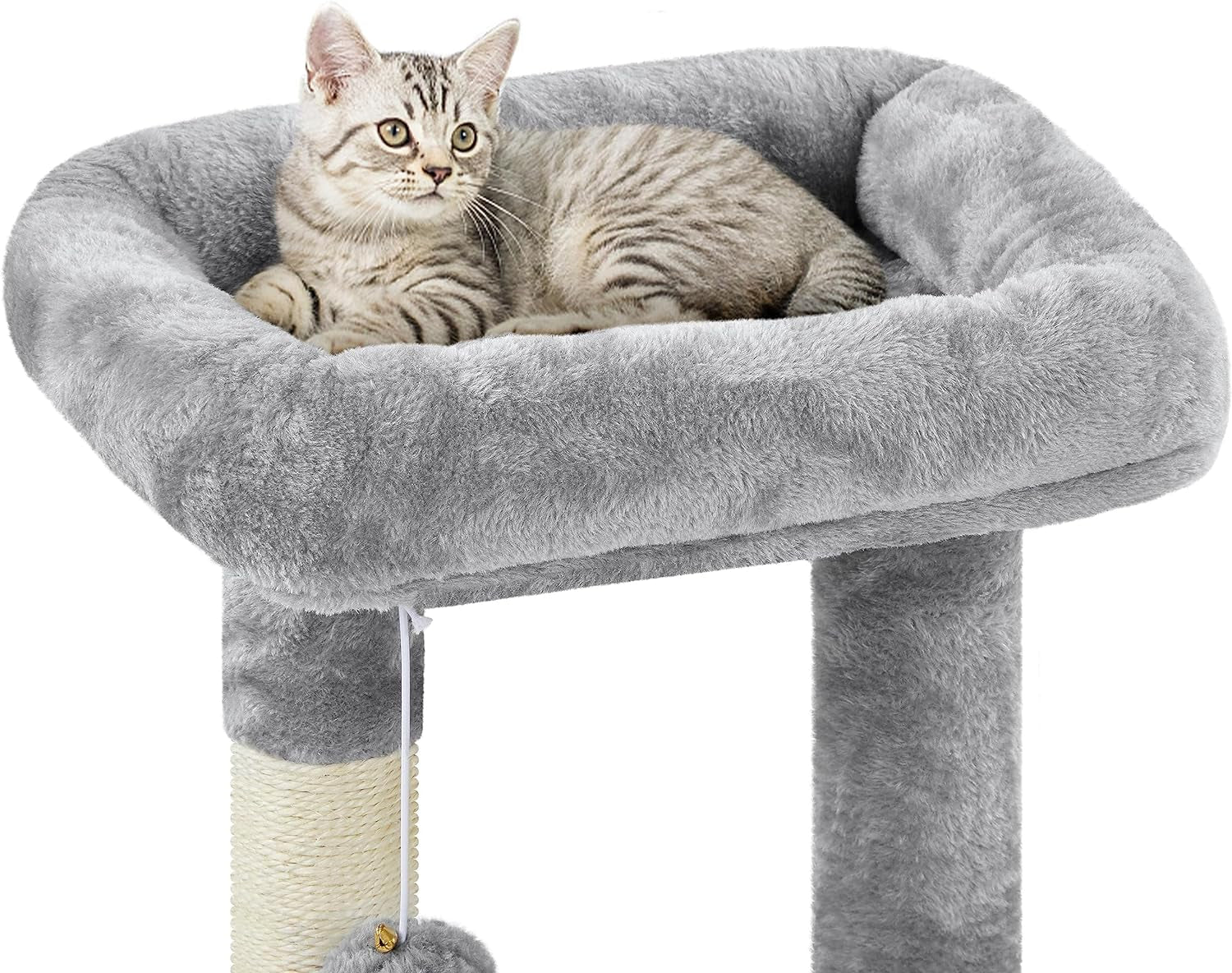 Cat Tree 34In Cat Tower Plush Cover with Condo, Platform &amp; Basket for Indoor Kittens, Cat Furniture Activity Tree