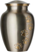 Ottillie Paws Legacy Series Pet Urn for Dogs, Handmade Brass Memorial Cremation Urn (Medium - Pets up to 65 Lbs, Pewter, Vertical Brass Paws)