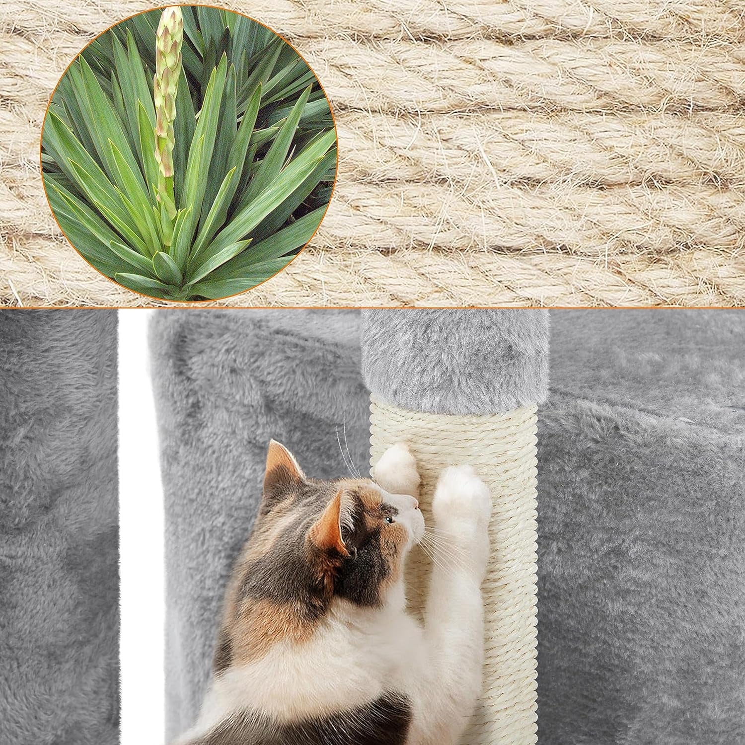 Cat Tree 34In Cat Tower Plush Cover with Condo, Platform &amp; Basket for Indoor Kittens, Cat Furniture Activity Tree