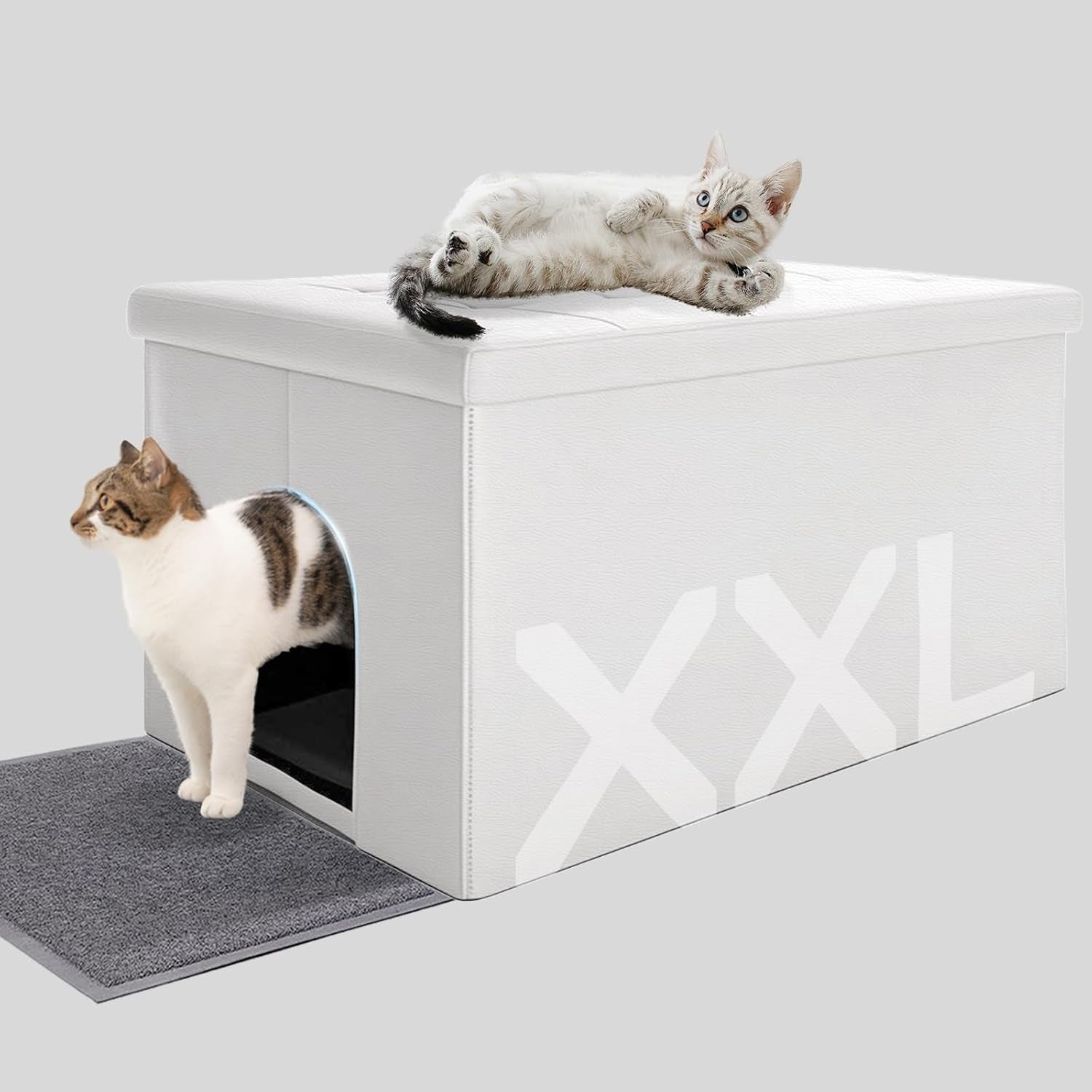 Cat Litter Box Enclosure Furniture Hidden, Cat Washroom Bench Storage Cabinet | Extra Large 35.4&