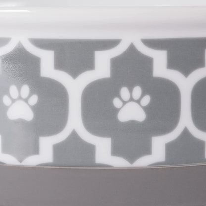 Lattice Collection Pet Bowl &amp; Canister, Small Set, 4.25X2", Gray, 2 Count