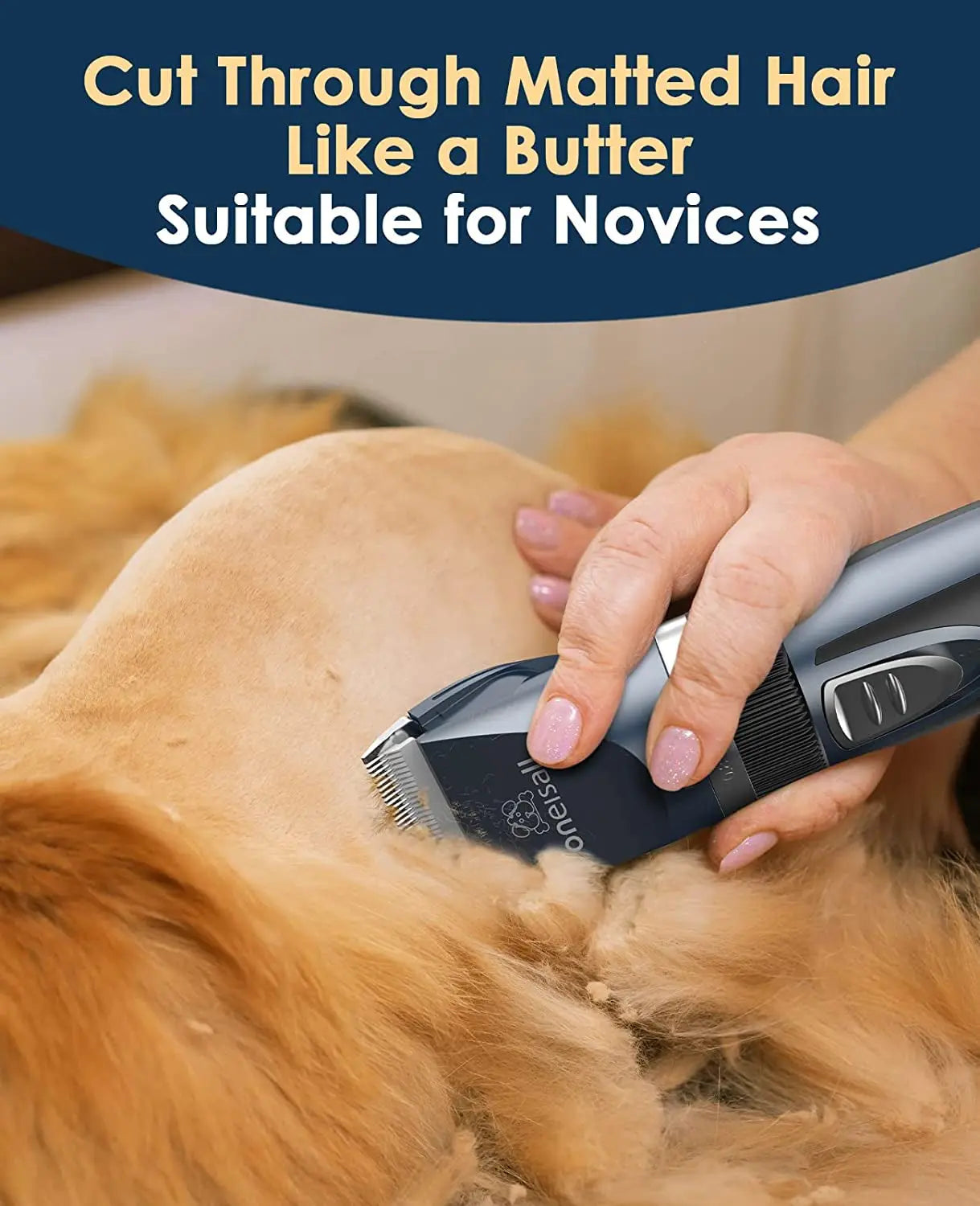 Quiet Cat Clippers for Matted &amp; Long Hair, 2-Speed Cordless Pet Shaver Grooming Kit for Cats, Small Dogs &amp; Animals (Blue)