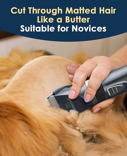 Quiet Cat Clippers for Matted &amp; Long Hair, 2-Speed Cordless Pet Shaver Grooming Kit for Cats, Small Dogs &amp; Animals (Blue)