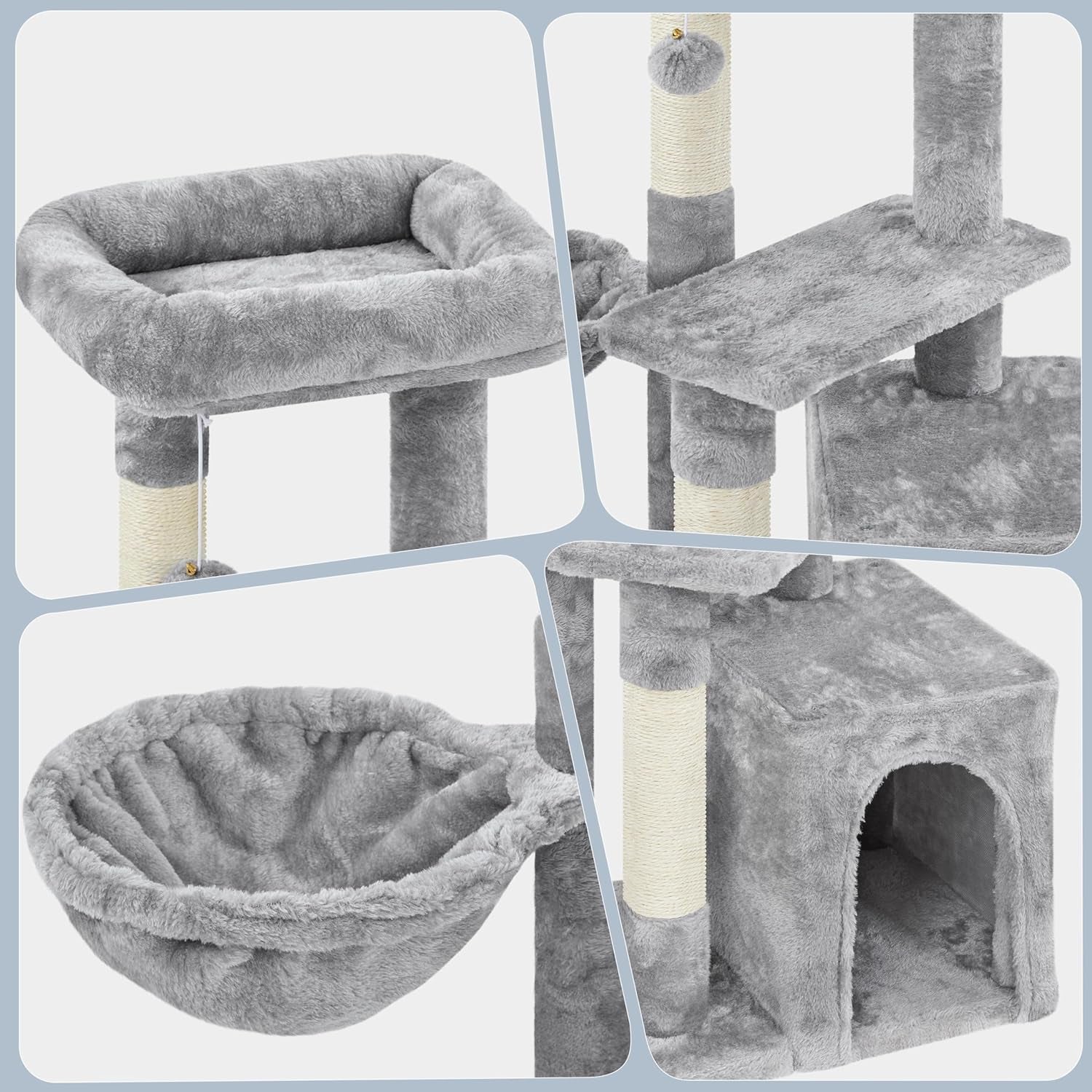 Cat Tree 34In Cat Tower Plush Cover with Condo, Platform &amp; Basket for Indoor Kittens, Cat Furniture Activity Tree