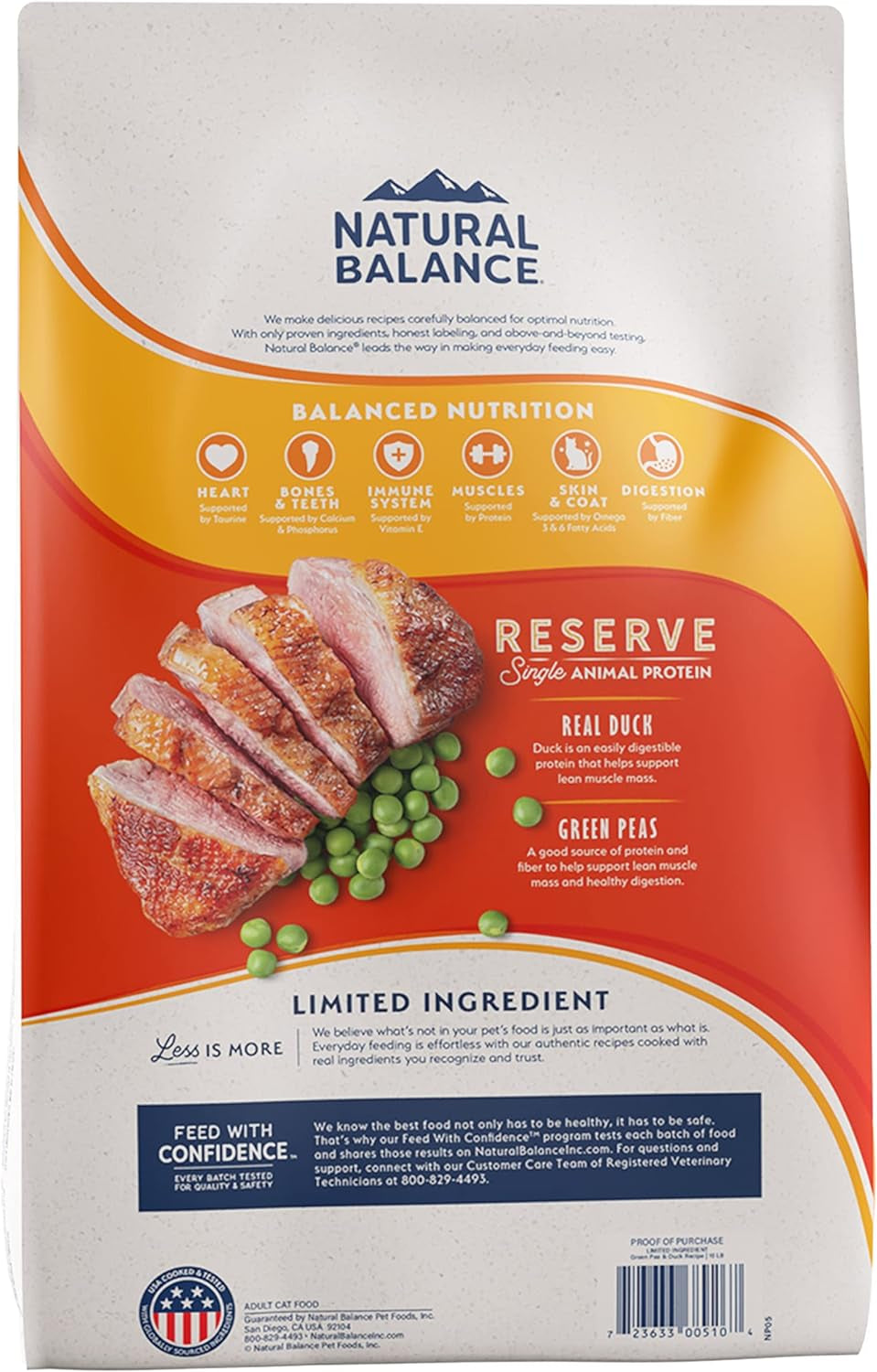 Limited Ingredient Adult Grain-Free Dry Cat Food, Reserve Duck &amp; Green Pea Recipe, 10 Pound (Pack of 1)