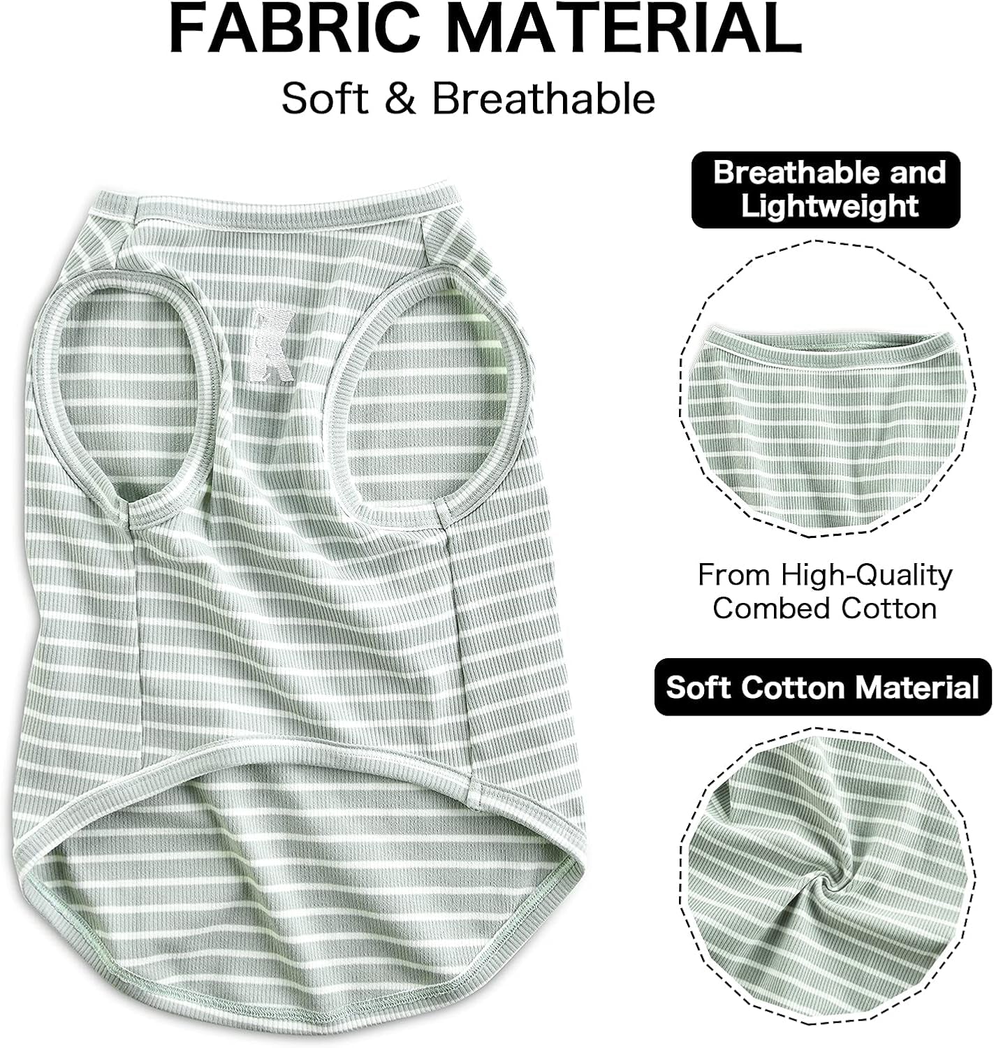 Dog Shirt Vest Lightweight Stretchy Dog T-Shirts Soft Cool Sleeveless Stripe Vests Breathable Clothes for Puppy Kitty Cats Small Medium Large Dogs 2 Pack Pink + Green [ S/Small ]