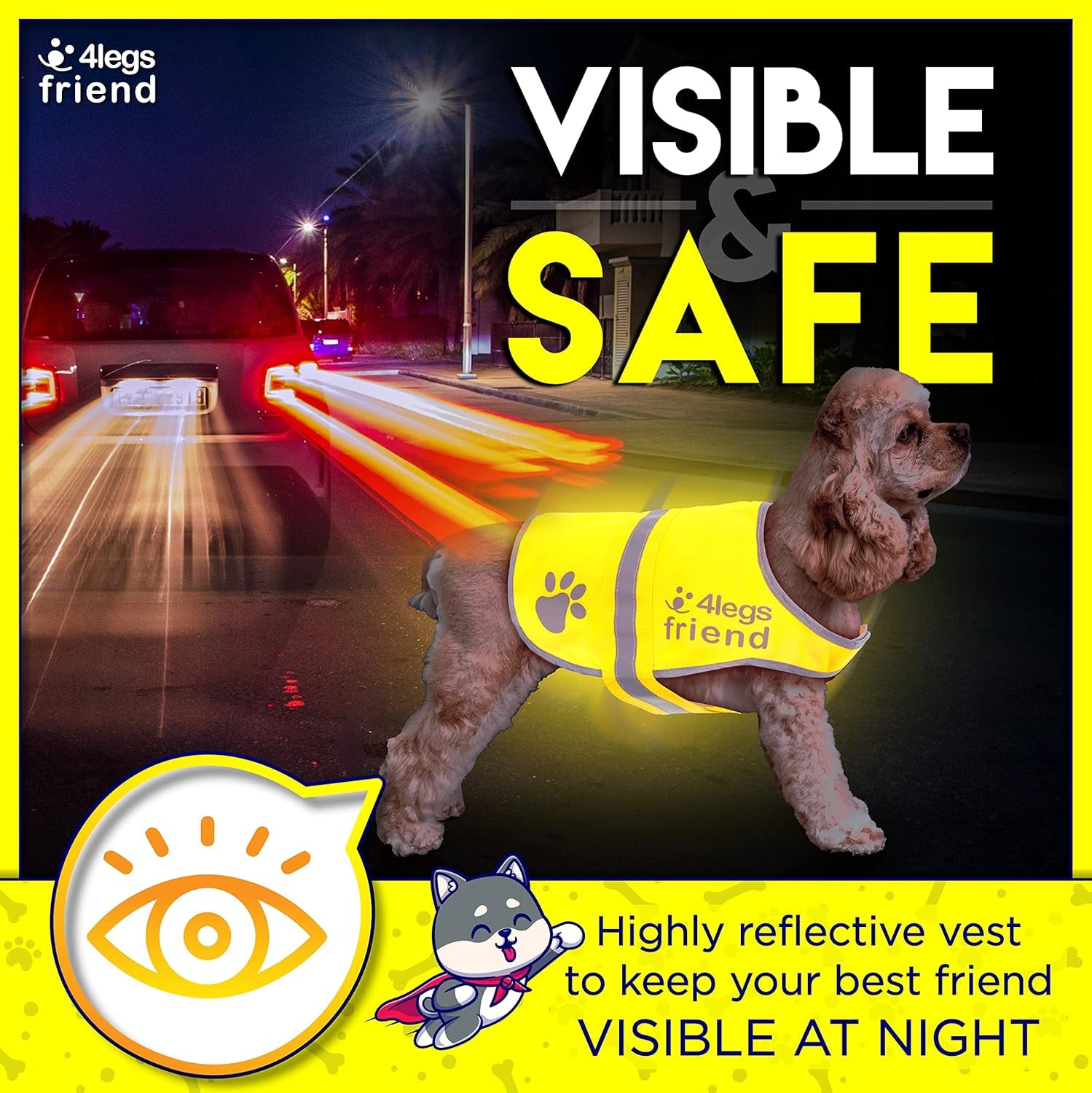 Reflective Dog Vest. Hi-Visibility, Oxford 300D Waterproof Blaze Orange Dog Vest Helps Protect Your Best Friend. Safeguard Your PUP from Motorists &amp; Hunting Accidents, on or off Leash
