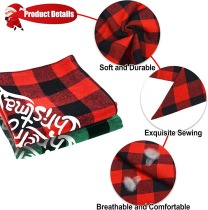 2 Pack Christmas Classic Buffalo Plaid Dog Bandanas