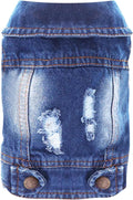 Cool Dog Jean Jacket Small Puppy Outfits Frenchie Clothes Denim Coats for Small Medium Dogs Cats Boys Girls Pet Vest Dog Shirt Clothing Doggy Costume (Blue, Xs（Suggest 2-4 Lbs）)
