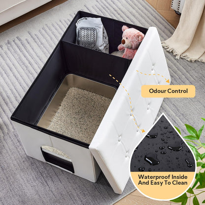 Cat Litter Box Enclosure Furniture Hidden, Cat Washroom Bench Storage Cabinet | Extra Large 35.4&
