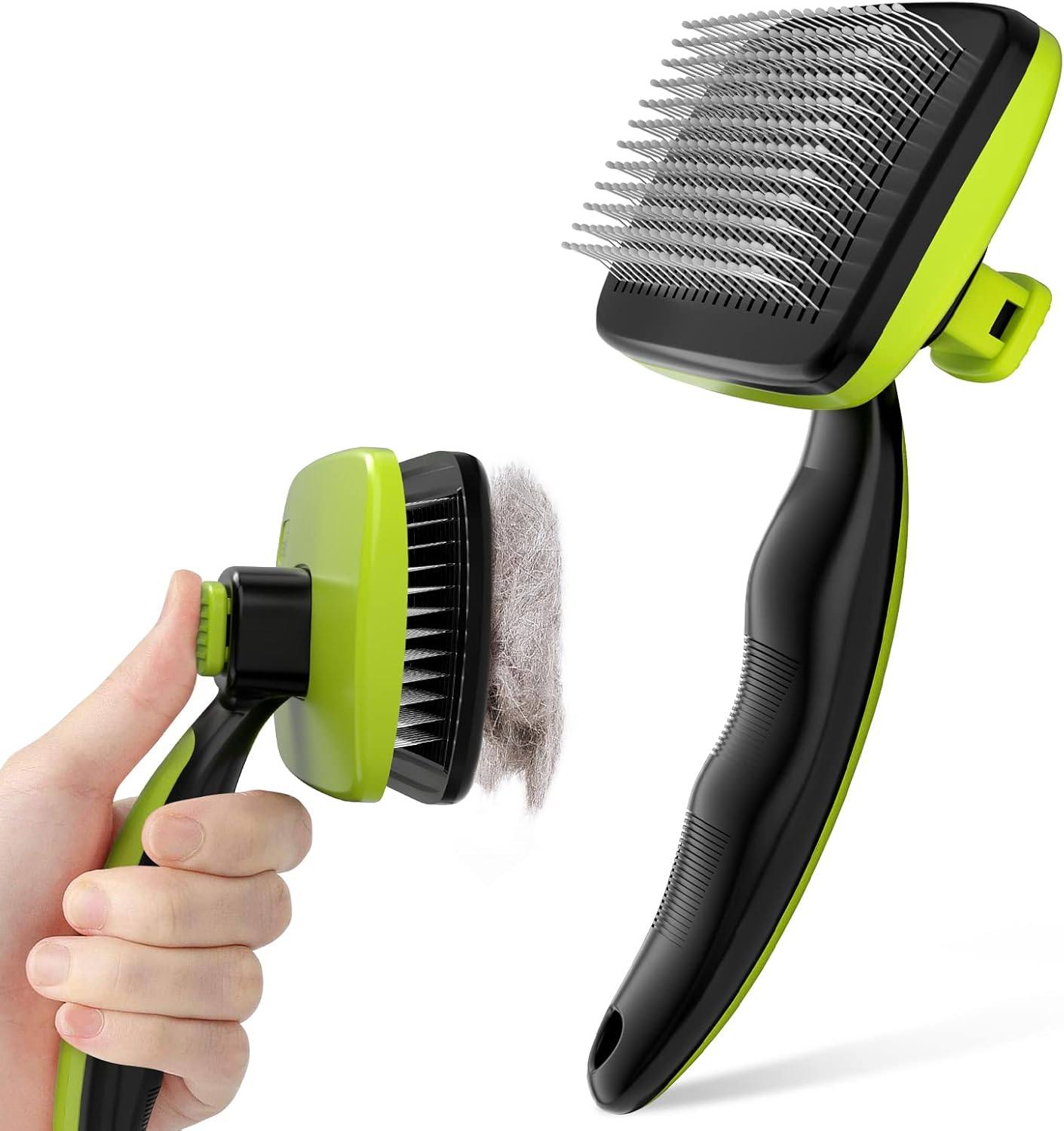 Pecute Self-Cleaning Slicker Brush for Dogs, Cats, Lightweight Dog Brush for Shedding Massaging Grooming, Pet Hair Brush Gently Removes Loose Fur