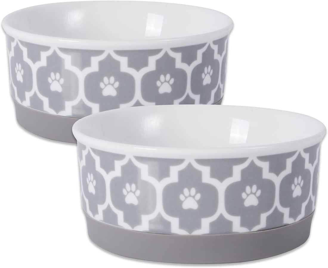 Lattice Collection Pet Bowl &amp; Canister, Small Set, 4.25X2", Gray, 2 Count