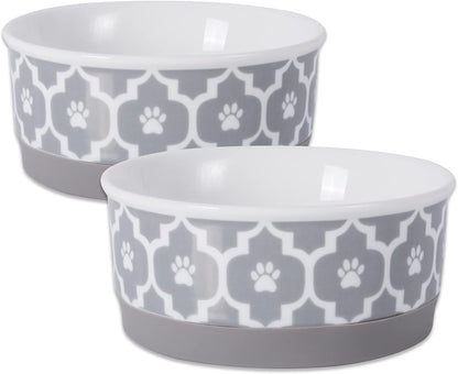 Lattice Collection Pet Bowl &amp; Canister, Small Set, 4.25X2", Gray, 2 Count