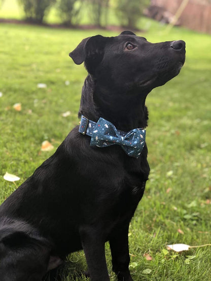 Dog Collar with Bow, Cotton &amp; Webbing, Bowtie Dog Collar, Adjustable Dog Collars for Small Medium Large Dogs and Cats