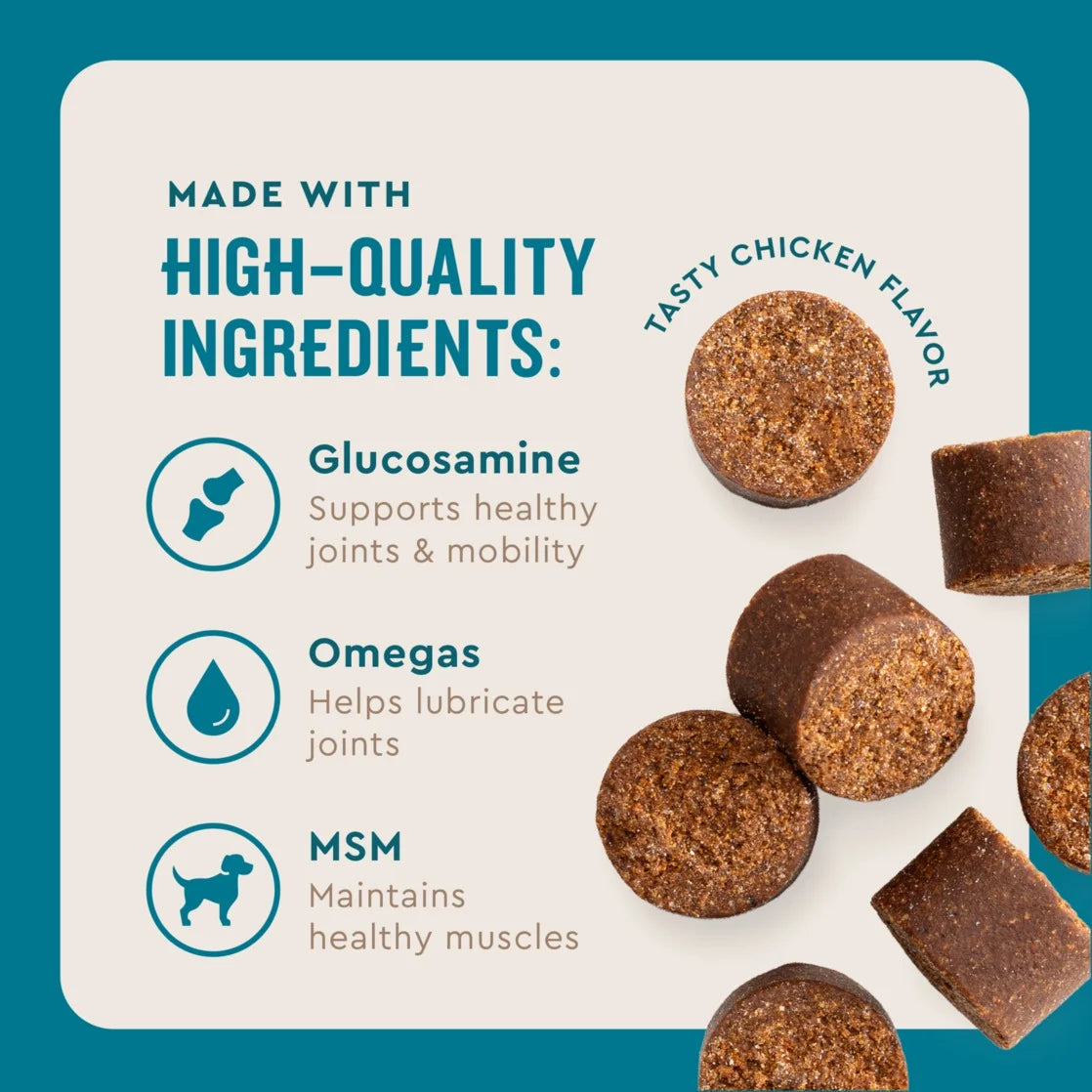 (3 Pack) Vetiq Hip &amp; Joint Supplement for Dogs, Chicken Flavored Soft Chews, 7.4 Oz, 60 Count