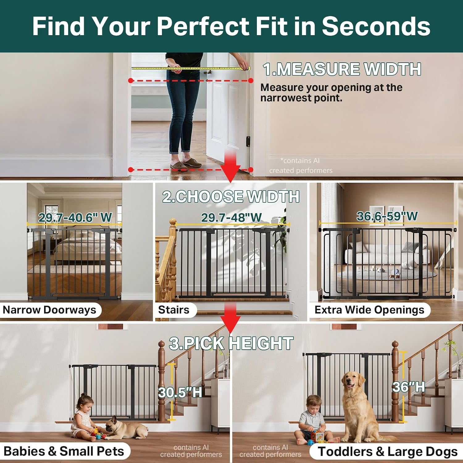 29.7-40.6" Baby Gate for Stairs, Mom&
