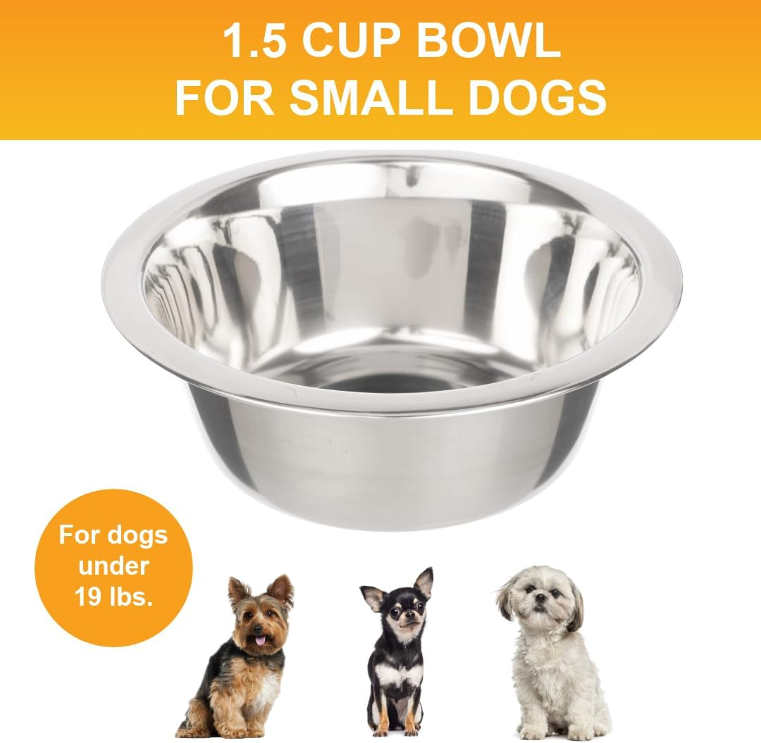 1.5 Cup 12 Oz. Stainless Steel Dog Bowls