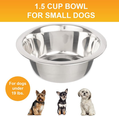 1.5 Cup 12 Oz. Stainless Steel Dog Bowls