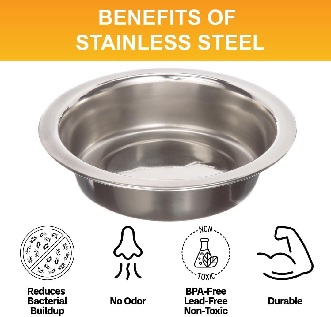 1 Cup 8 Oz. Shallow Stainless Steel Cat Bowls