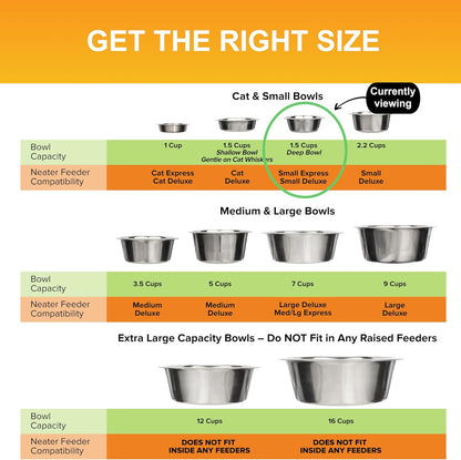 1.5 Cup 12 Oz. Stainless Steel Dog Bowls