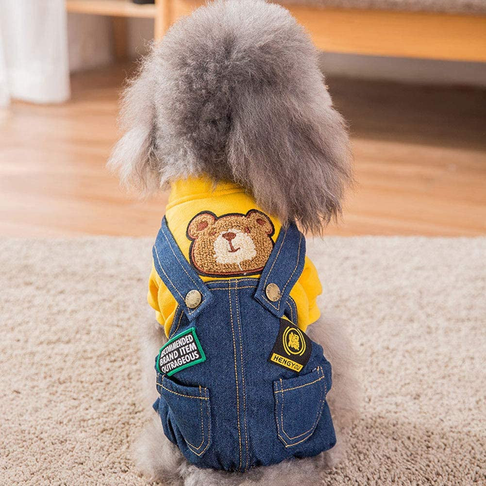 Dog Costume Clothes, Cute Denim Overalls for Small &amp; Medium Pets, Boy &amp; Girl Dogs Coats Jeans T-Shirts Sweatshirts