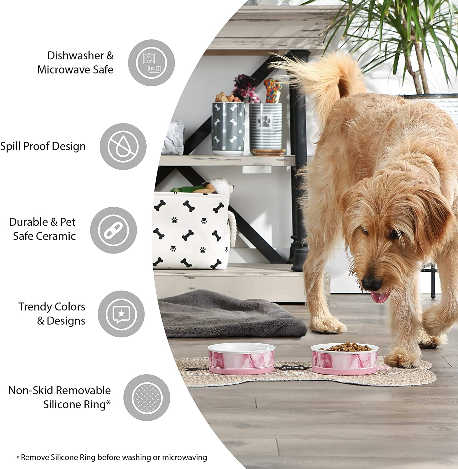 Lattice Collection Pet Bowl &amp; Canister, Small Set, 4.25X2", Gray, 2 Count
