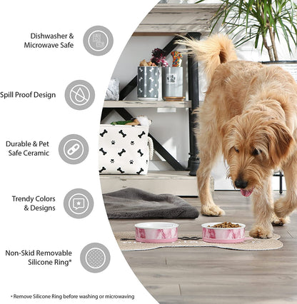 Lattice Collection Pet Bowl &amp; Canister, Small Set, 4.25X2", Gray, 2 Count