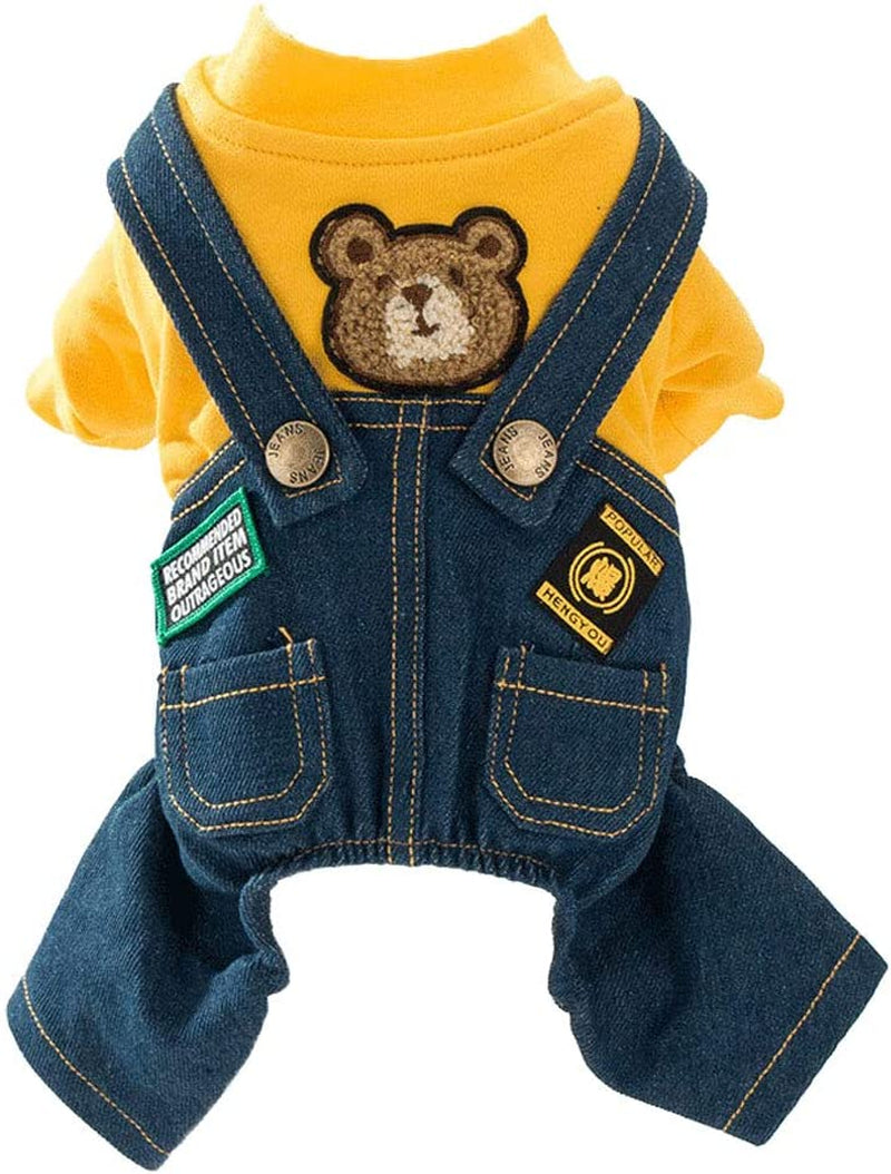 Dog Costume Clothes, Cute Denim Overalls for Small &amp; Medium Pets, Boy &amp; Girl Dogs Coats Jeans T-Shirts Sweatshirts