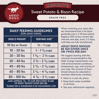 Limited Ingredient Adult Grain-Free Dry Dog Food, Reserve Sweet Potato &amp; Bison Recipe, 4 Pound (Pack of 1)