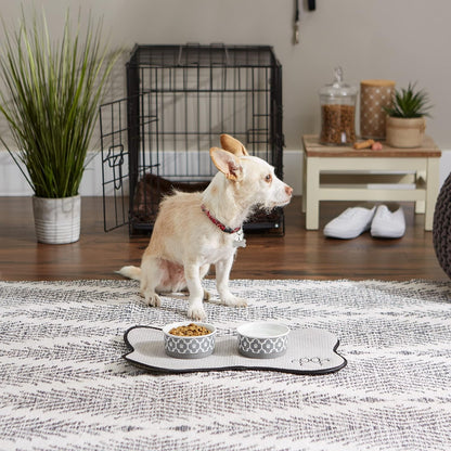 Lattice Collection Pet Bowl &amp; Canister, Small Set, 4.25X2", Gray, 2 Count