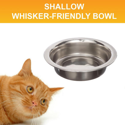 1 Cup 8 Oz. Shallow Stainless Steel Cat Bowls