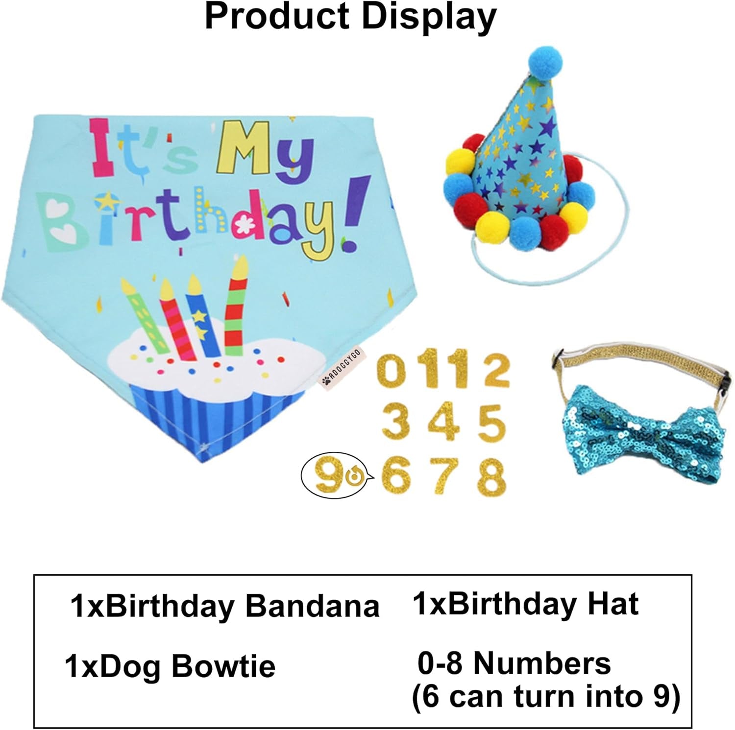 Dog Birthday Bandana Scarf and Blue Boy Pet