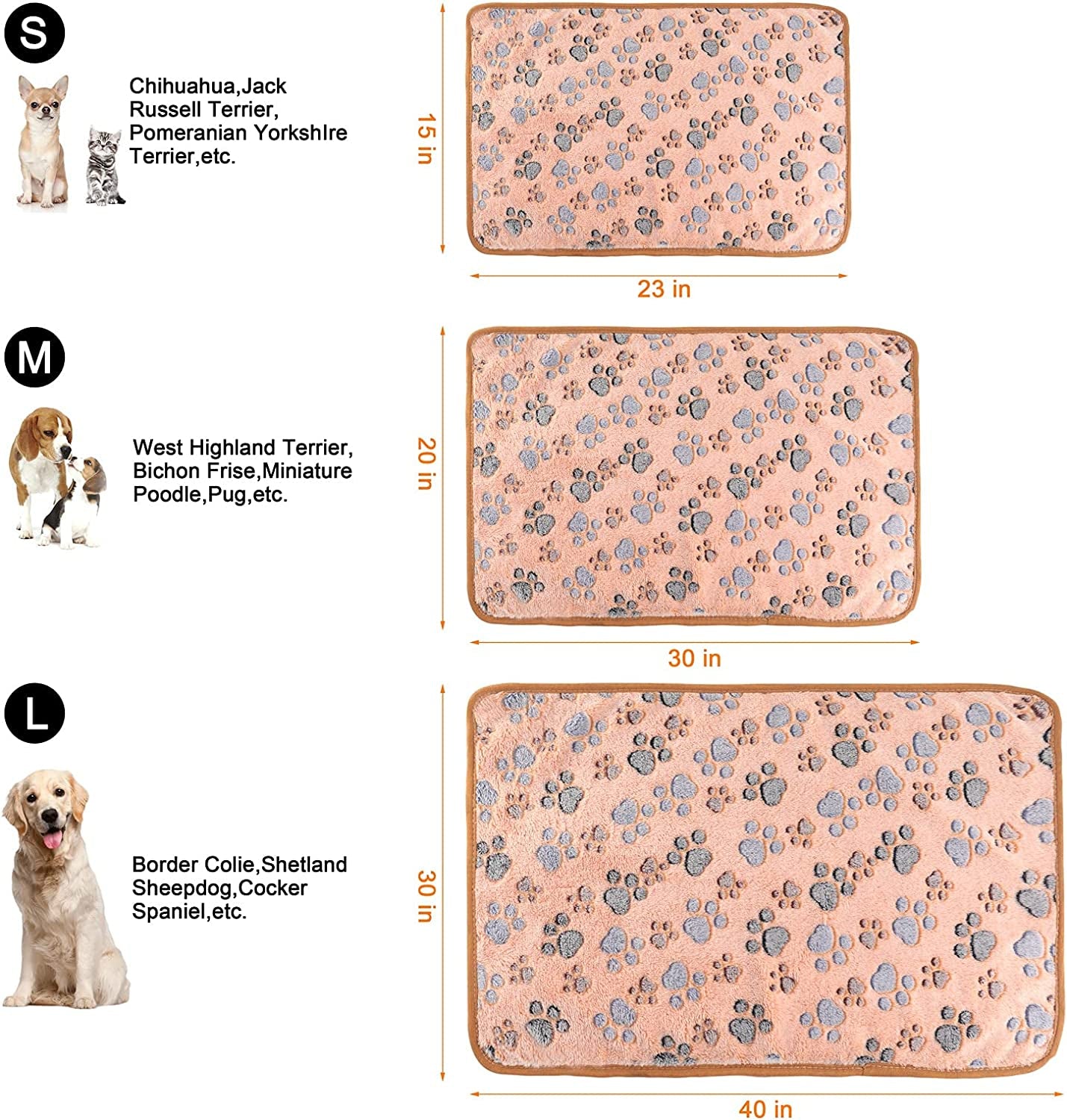 3 Pack Cat and Dog Blanket Soft &amp; Warm Fleece Flannel Sleep Mat, Great Pet Throw for Puppy, Kitten,Cats,Small, Medium &amp; Large Dogs (Medium 30" X 20")
