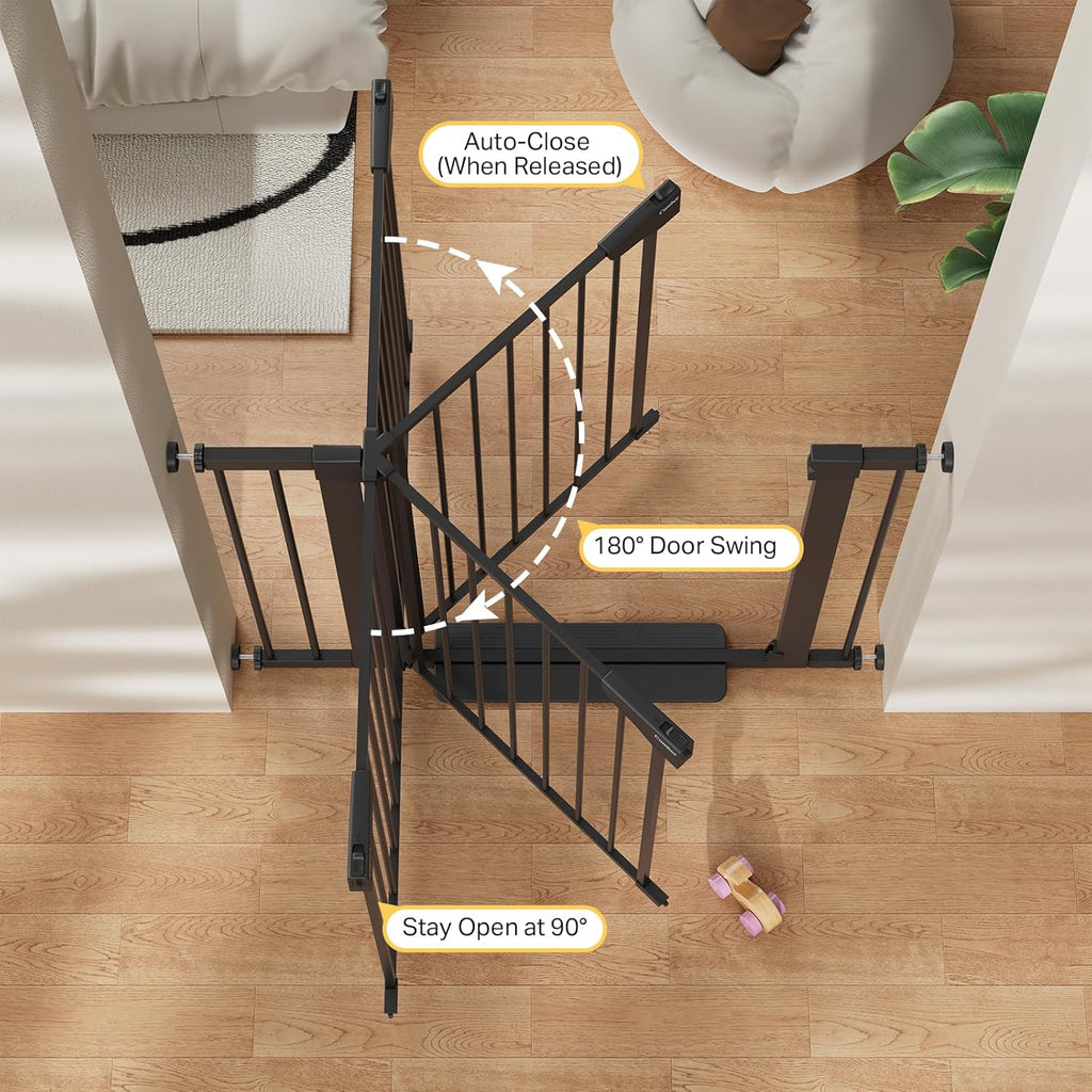 29.7-40.6" Baby Gate for Stairs, Mom'S Choice Awards Winner-Dog Gate for Doorways, Pressure Mounted Auto-Close Pet Gates for Dogs Indoor, Safety Child Gate with Easy Walk Thru Door, Black