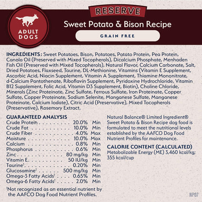 Limited Ingredient Adult Grain-Free Dry Dog Food, Reserve Sweet Potato &amp; Bison Recipe, 4 Pound (Pack of 1)