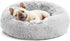 Calming Cat Bed for Indoor Cats, Anti-Anxiety Donut round Dog Bed, Fluffy Faux Fur Washable Pet Bed for Small Medium Dogs and Cats, Grey, 20In