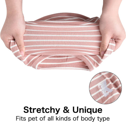 Dog Shirt Vest Lightweight Stretchy Dog T-Shirts Soft Cool Sleeveless Stripe Vests Breathable Clothes for Puppy Kitty Cats Small Medium Large Dogs 2 Pack Pink + Green [ S/Small ]