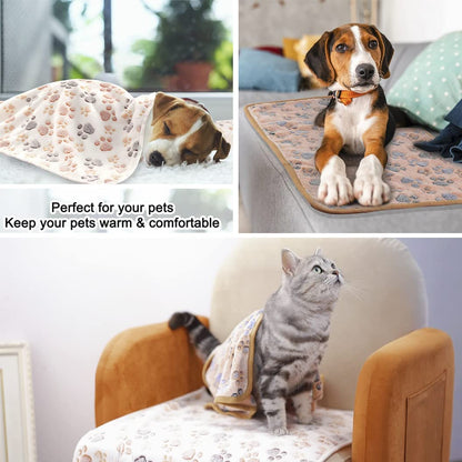 3 Pack Cat and Dog Blanket Soft &amp; Warm Fleece Flannel Sleep Mat, Great Pet Throw for Puppy, Kitten,Cats,Small, Medium &amp; Large Dogs (Medium 30" X 20")