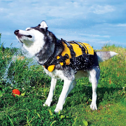 DFD Dog Life Jacket - Adjustable Swimming Safety Vest with Reflective Trim &amp; Durable Grab Handle - 50% More Flotation Material - X-Small, Red