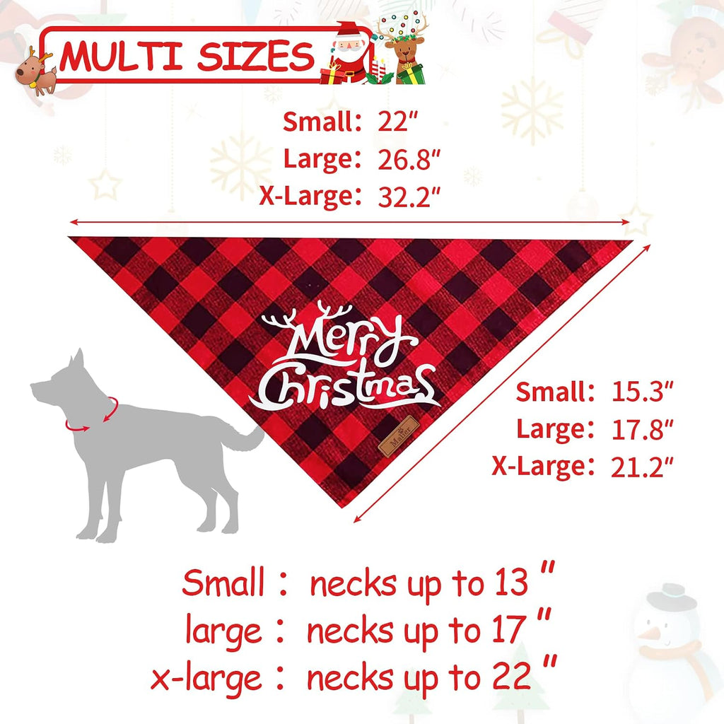 2 Pack Christmas Classic Buffalo Plaid Dog Bandanas - Scarf Triangle Bibs Kerchief Merry Christmas Pet Costume for Small Medium Large Dogs Cats Pets (Christmas 1, X-Large)