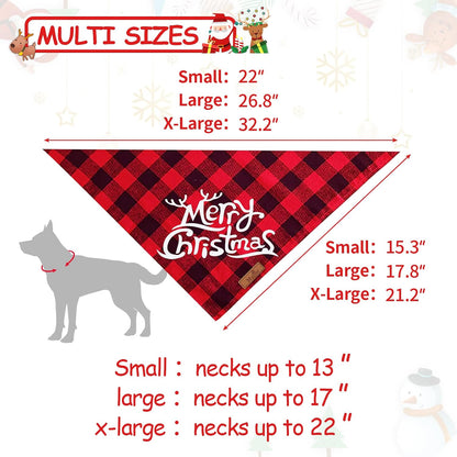 2 Pack Christmas Classic Buffalo Plaid Dog Bandanas