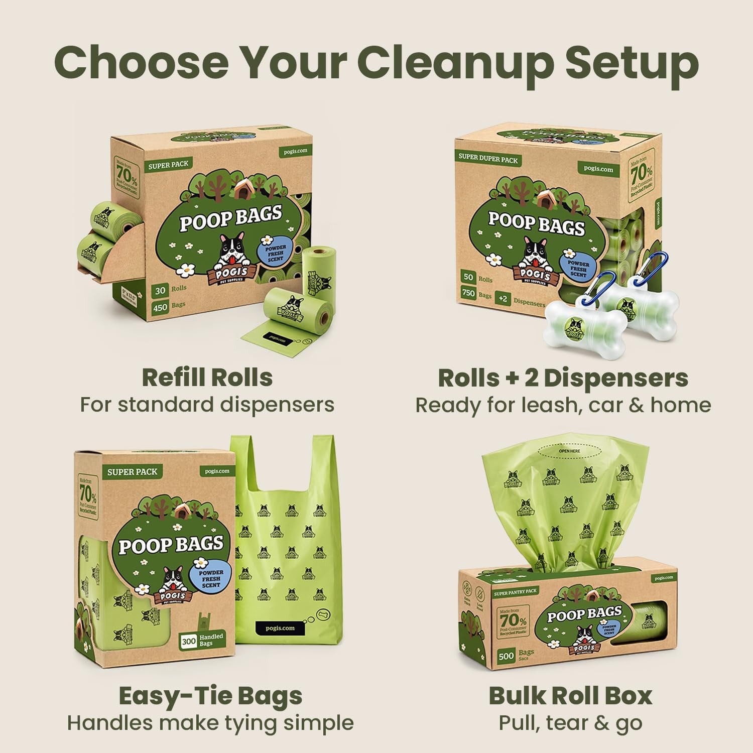 Pogi’S Dog Poop Bags – Leak-Proof &amp; Extra Thick Pet Waste Bags (Fresh Scent, 10 Rolls, 150-Count)